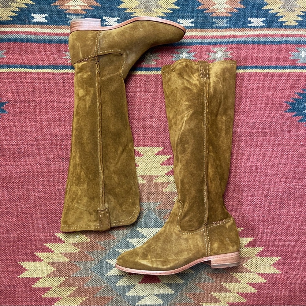 Frye Cara Suede Brown Knee High Boots